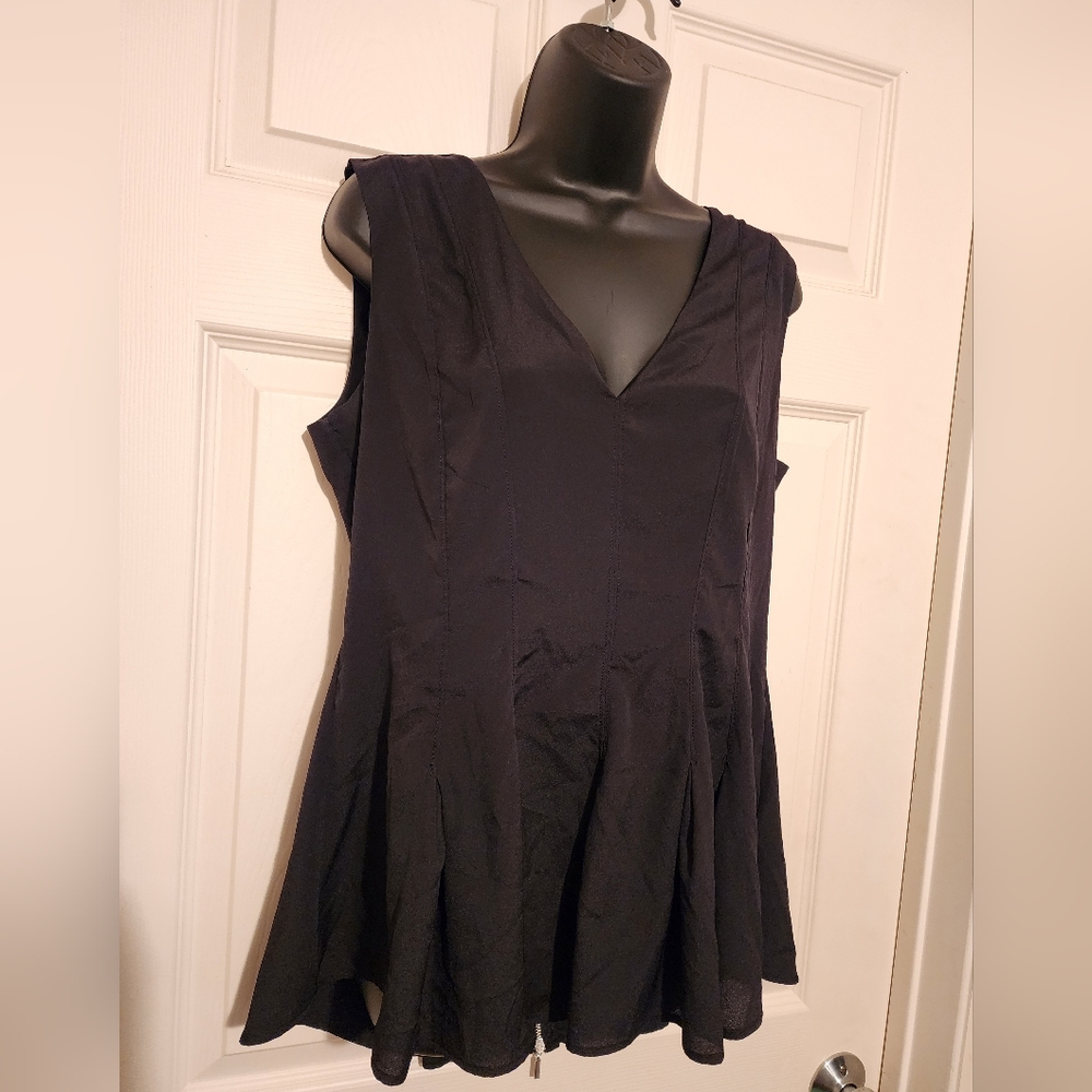 H&M Black Sleeveless Peplum Top With Exposed Back Zipper